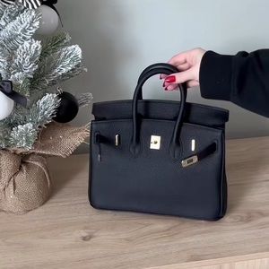 Mini satchel bag with gold hardware.